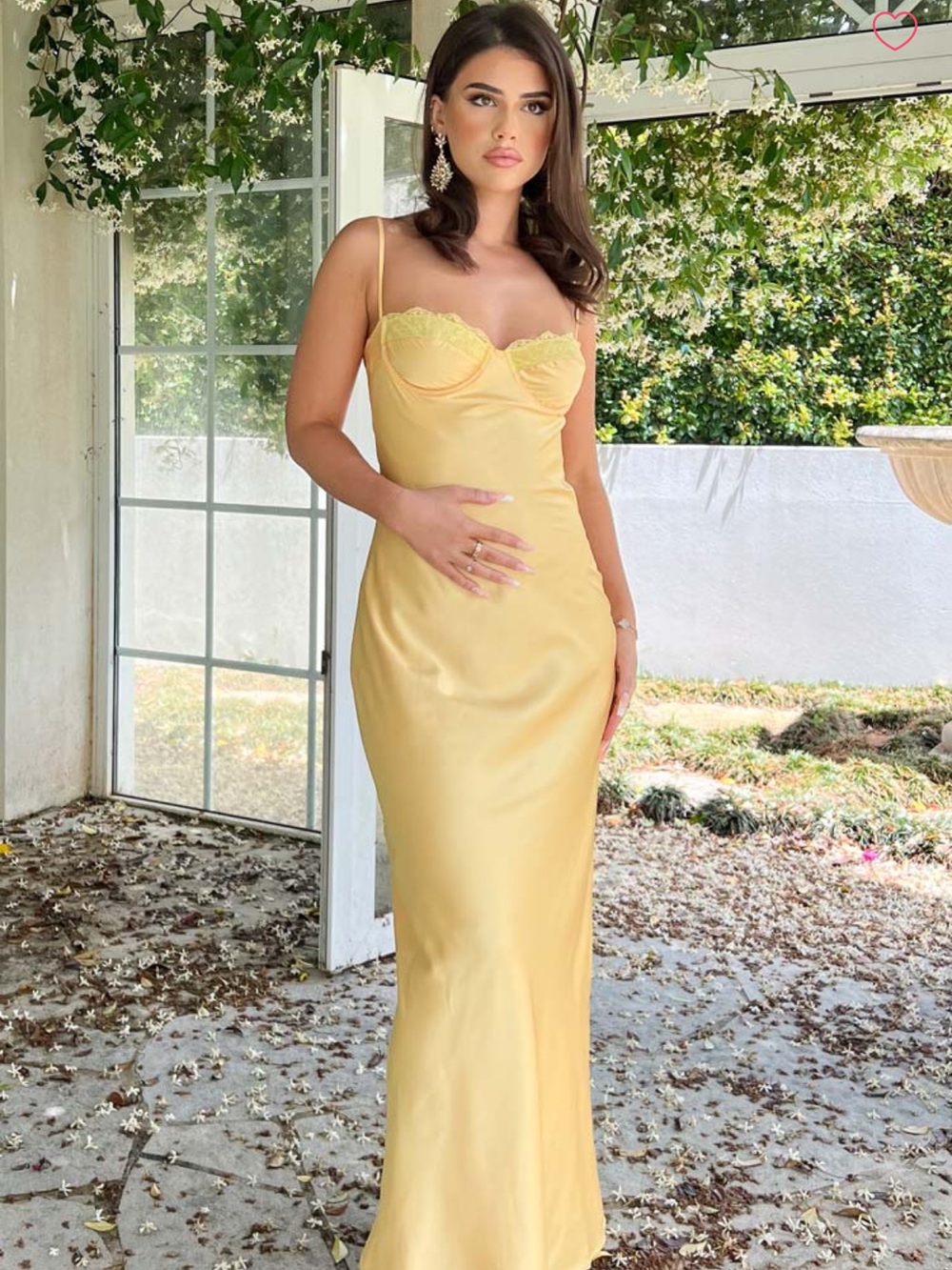 Beginning Boutique Mariana Yellow Lace Bust Midi Dress 8-NWOT